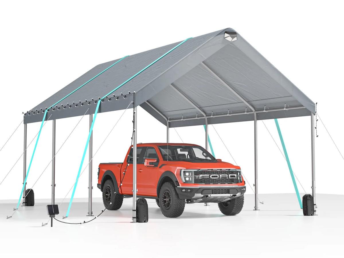10X20FT Heavy Duty Portable Carport Canopy with Side Walls A4790