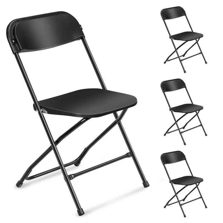 10 Pack Black Plastic Folding Chairs E364558