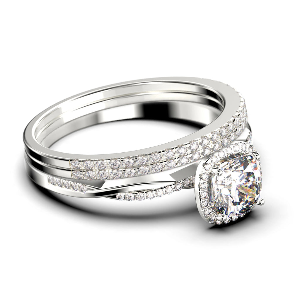 Twisted Infinity Band Dazzling Boho 2.00 Carat Round Diamond Moissanite Engagement Ring in 925 Sterling Silver With 18k White Gold Plating H209024