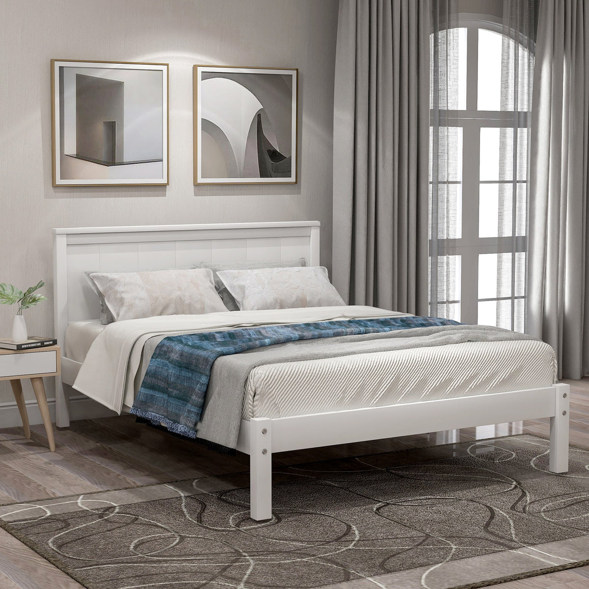 White Twin Bed Frame P8045