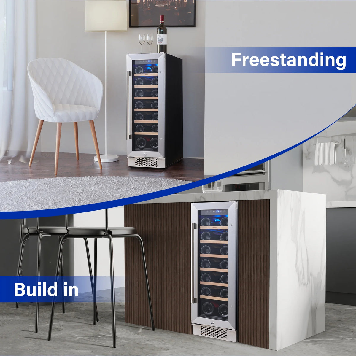 12 Bottle Compressor Wine Cooler Refrigerator with Glass Door and Safety Lock W3194