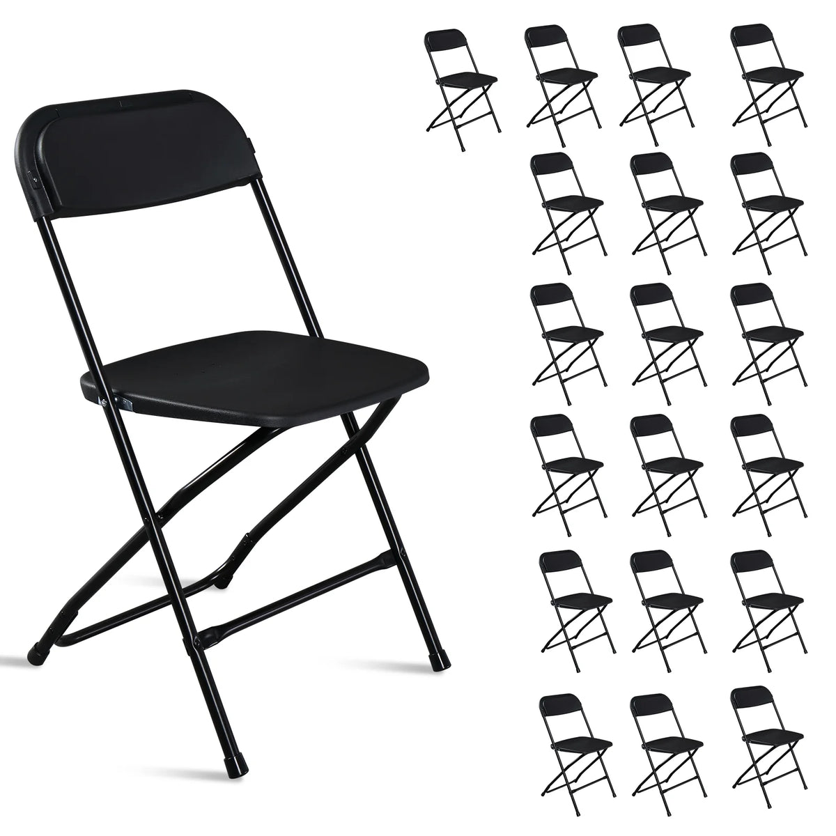 10 Pack Black Plastic Folding Chairs E364558