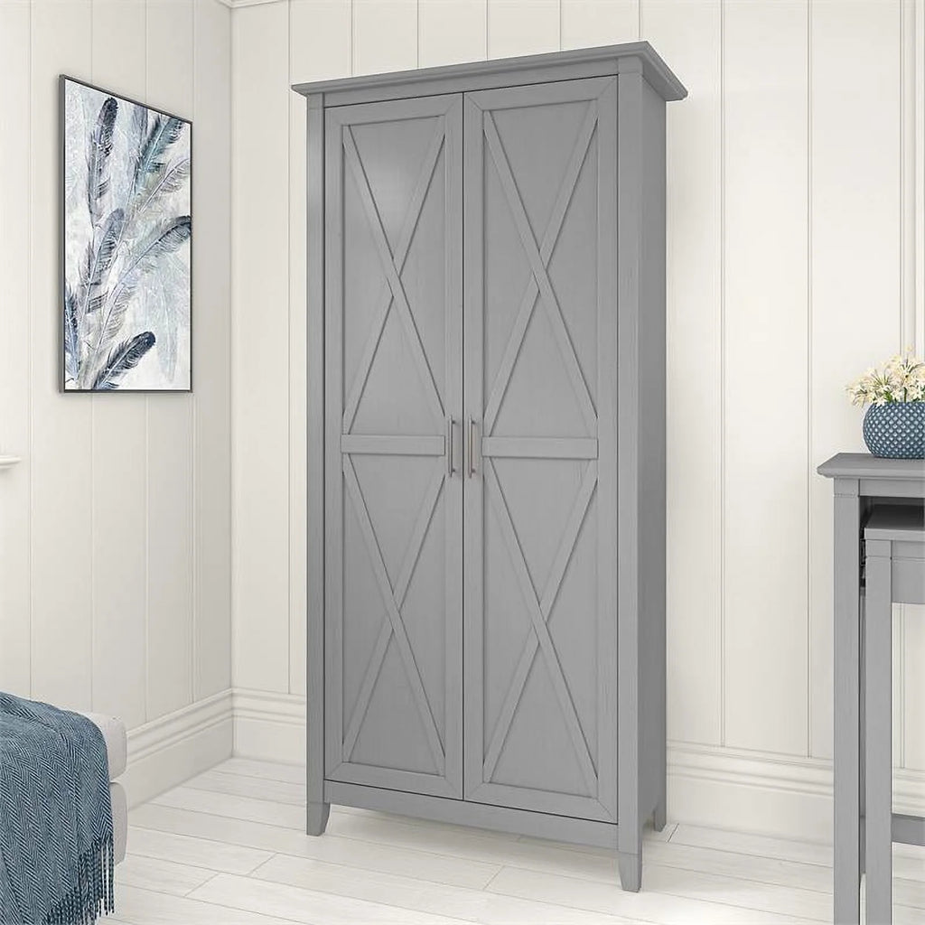 Tall Storage Cabinet with Doors in Gray E803