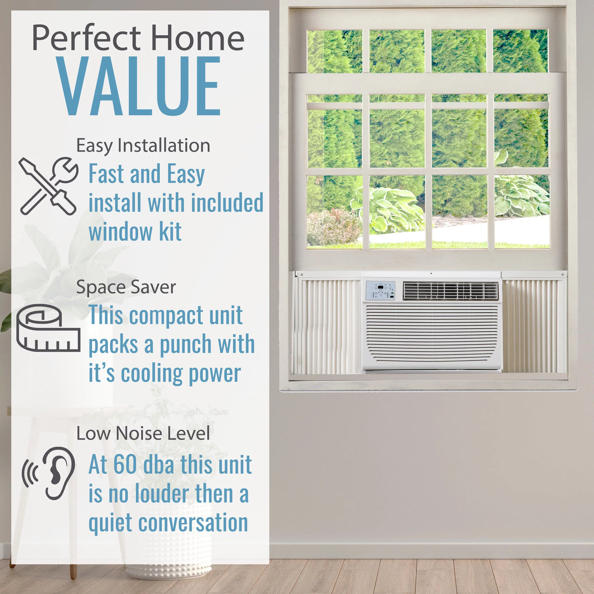 12,000 BTU 230-V Window Air Conditioner with Heater, White S40520