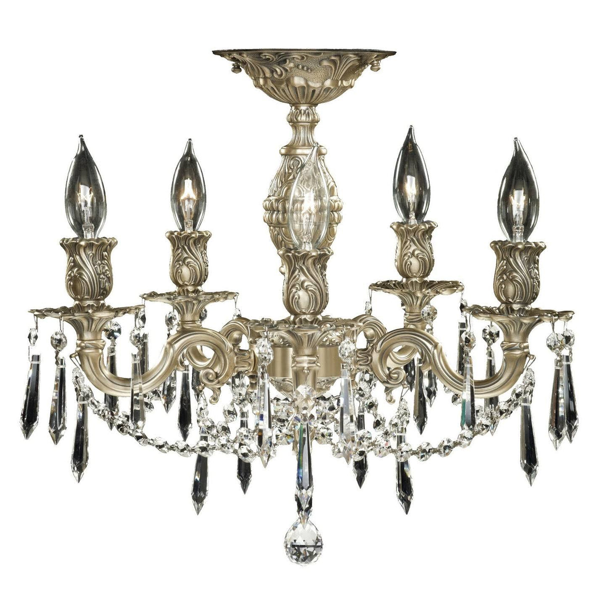 Antique Black Glossy Five Light Flush Mount A969903