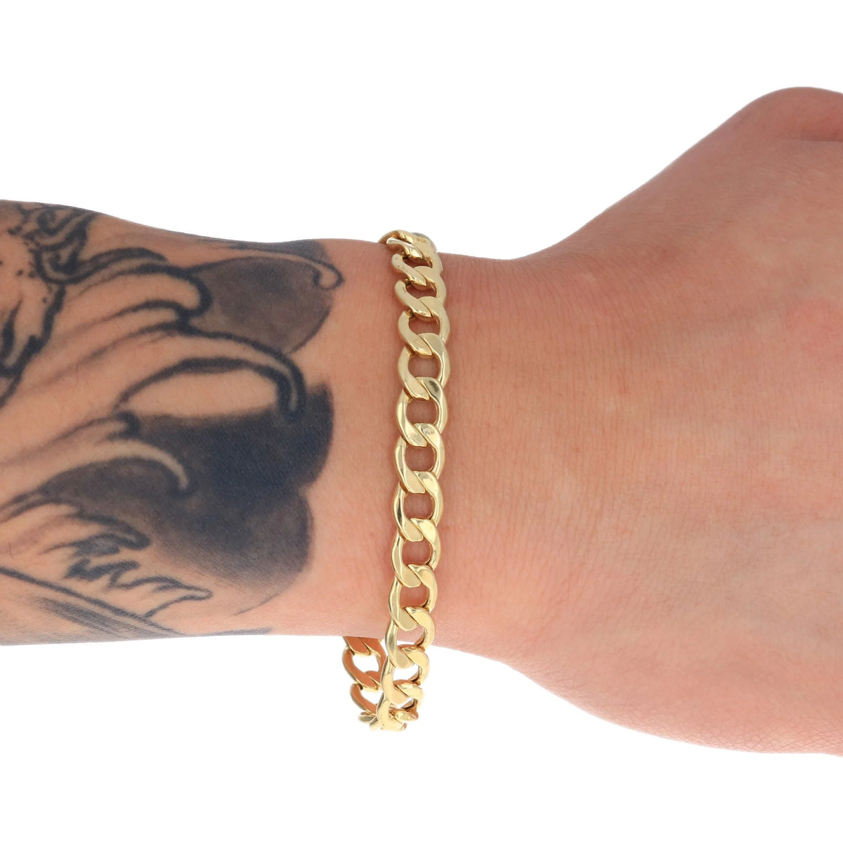 10k Yellow Gold 8mm Cuban Link Chain Bracelet N3248