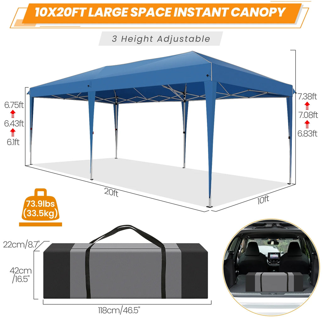 10'x20' Waterproof Commercial Pop up Canopy Tent with 4 Sandbags Q665