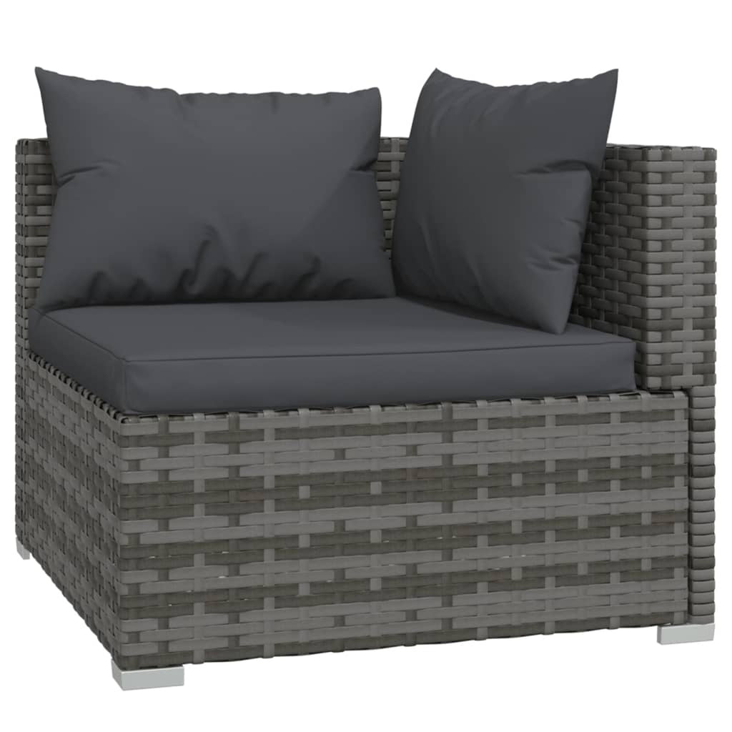9 Piece Poly Rattan Outdoor Sectional Sofa Set with Anthracite Cushions Steel Frame A142