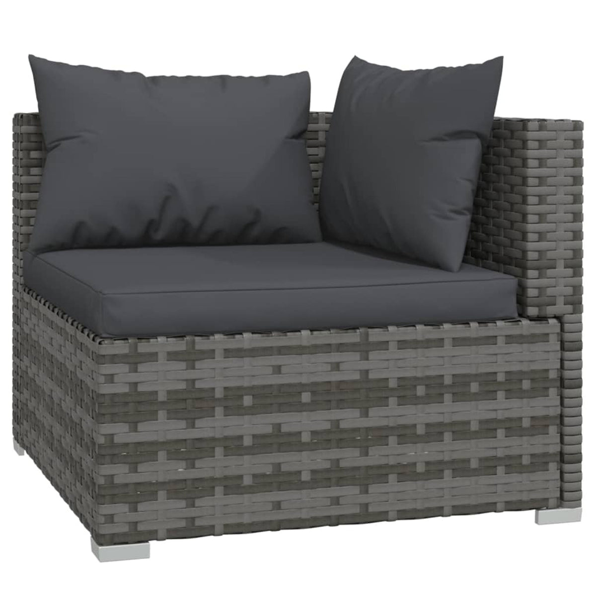 9 Piece Poly Rattan Outdoor Sectional Sofa Set with Anthracite Cushions Steel Frame A142