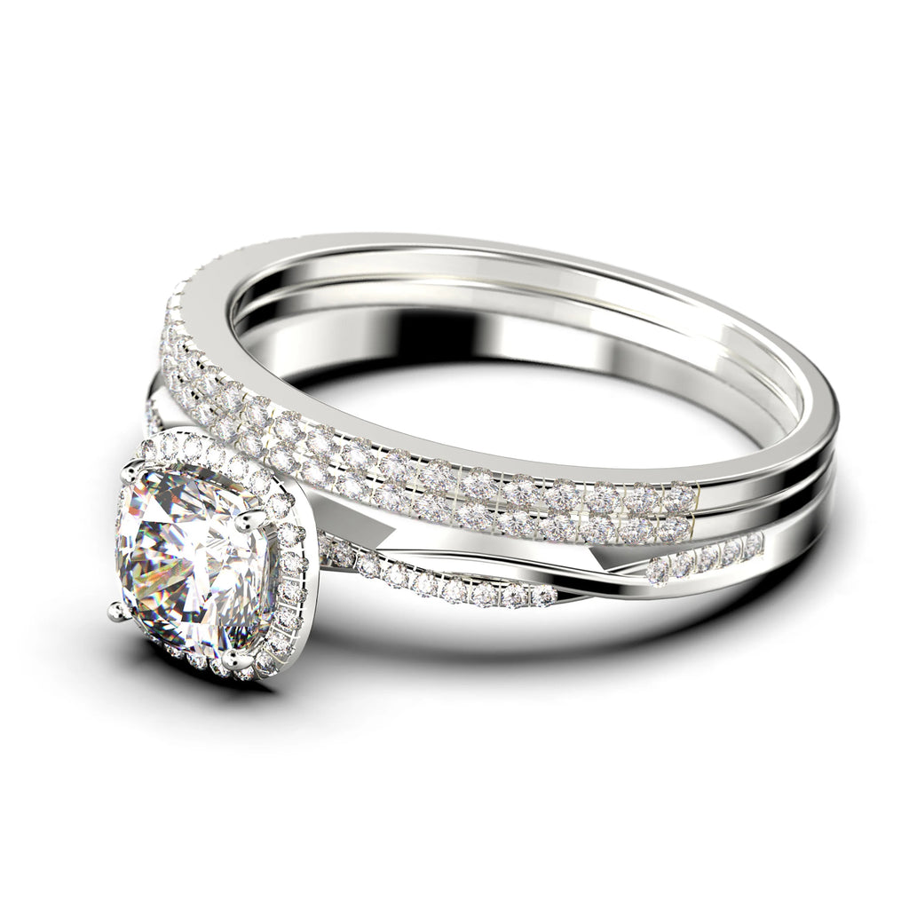 Twisted Infinity Band Dazzling Boho 2.00 Carat Round Diamond Moissanite Engagement Ring in 925 Sterling Silver With 18k White Gold Plating H209024