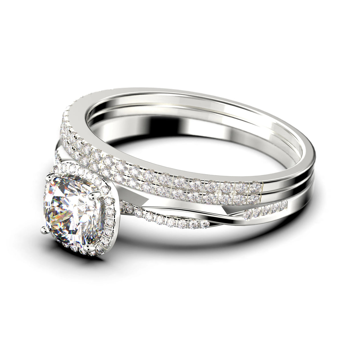 Twisted Infinity Band Dazzling Boho 2.00 Carat Round Diamond Moissanite Engagement Ring in 925 Sterling Silver With 18k White Gold Plating H209024