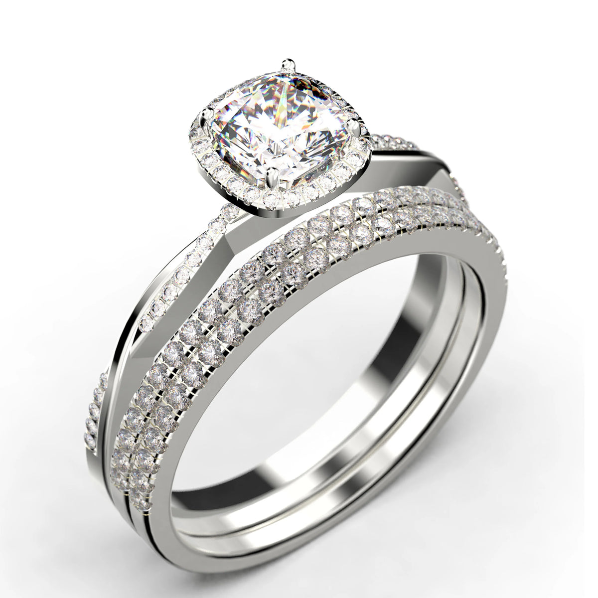 Twisted Infinity Band Dazzling Boho 2.00 Carat Round Diamond Moissanite Engagement Ring in 925 Sterling Silver With 18k White Gold Plating H209024