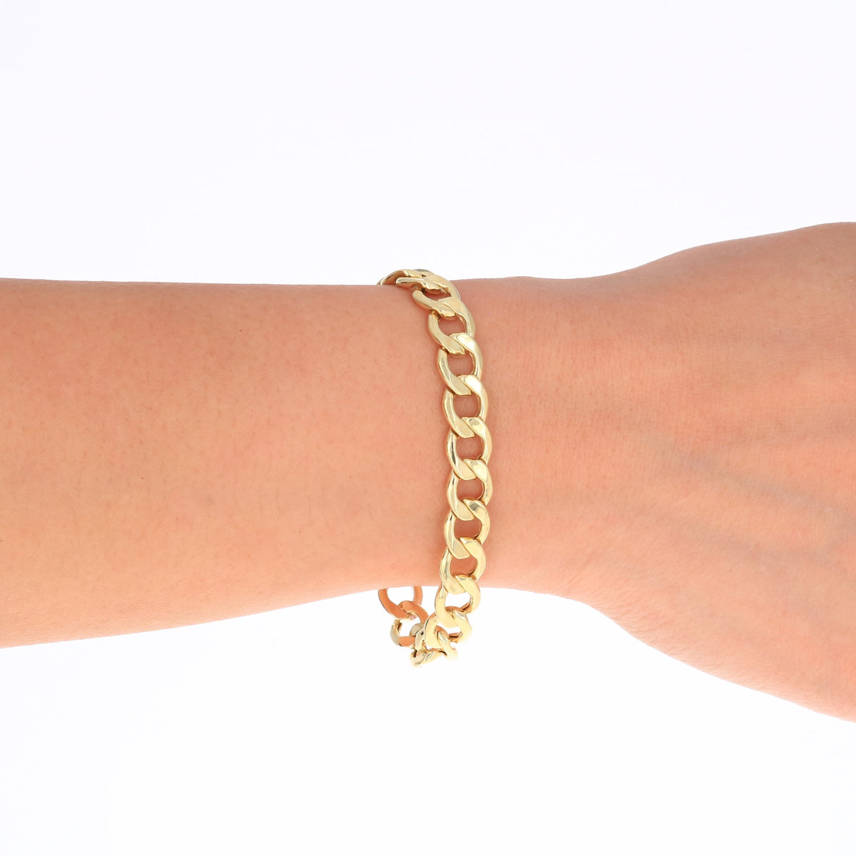 10k Yellow Gold 8mm Cuban Link Chain Bracelet N3248