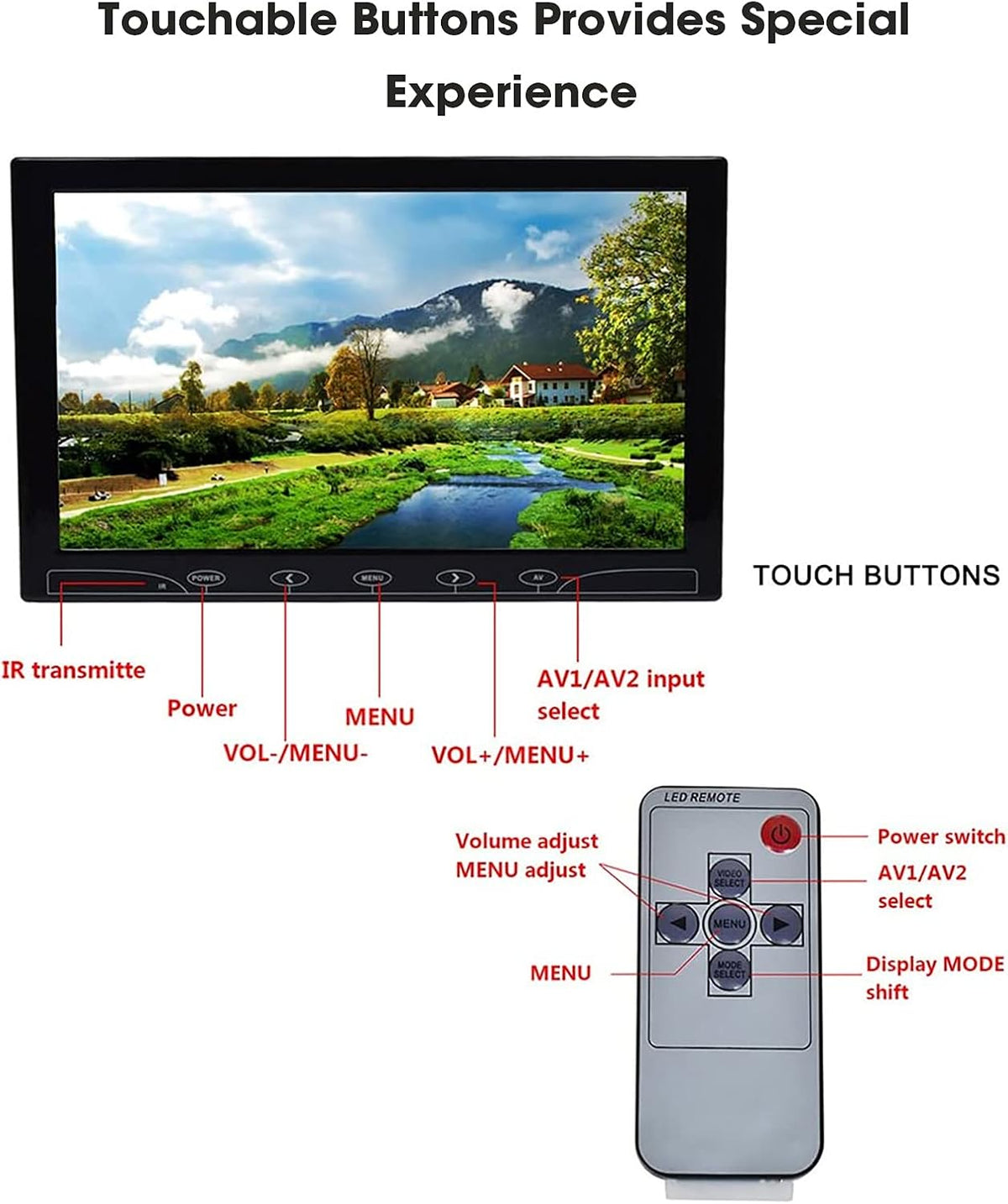 10.1 Inch LED Security Monitor with Remote Control Pack of 2 F9116