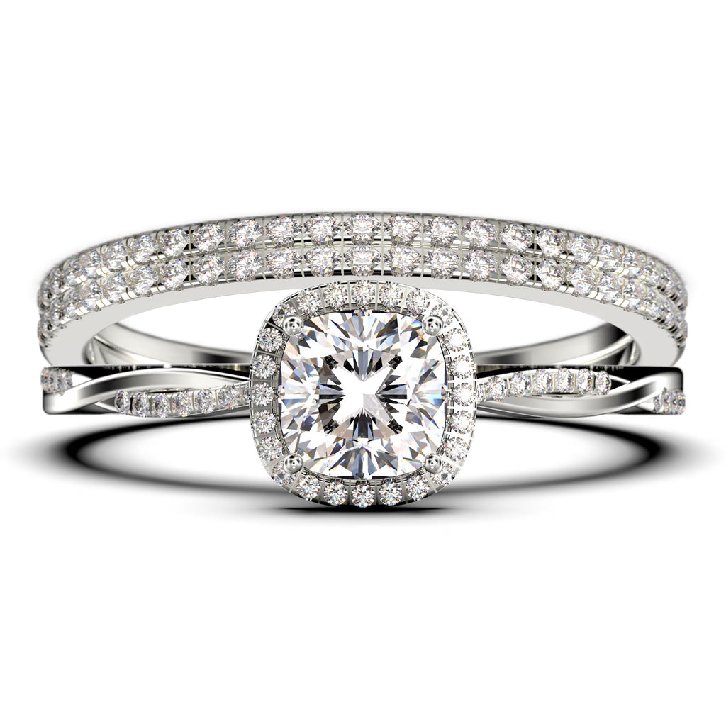 Twisted Infinity Band Dazzling Boho 2.00 Carat Round Diamond Moissanite Engagement Ring in 925 Sterling Silver With 18k White Gold Plating H209024
