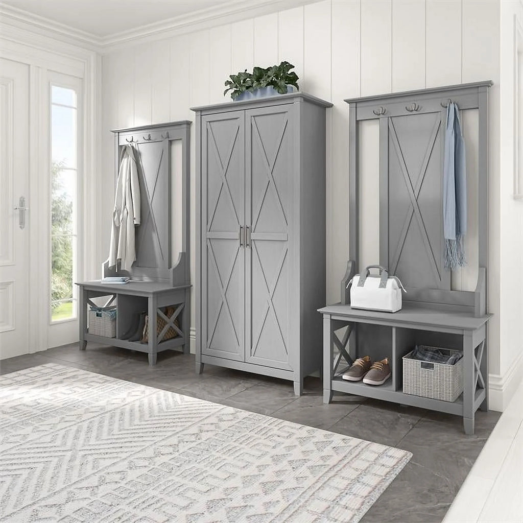 Tall Storage Cabinet with Doors in Gray E803