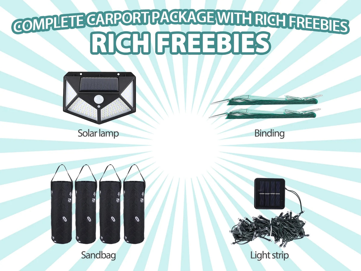10X20FT Heavy Duty Portable Carport Canopy with Side Walls A4790