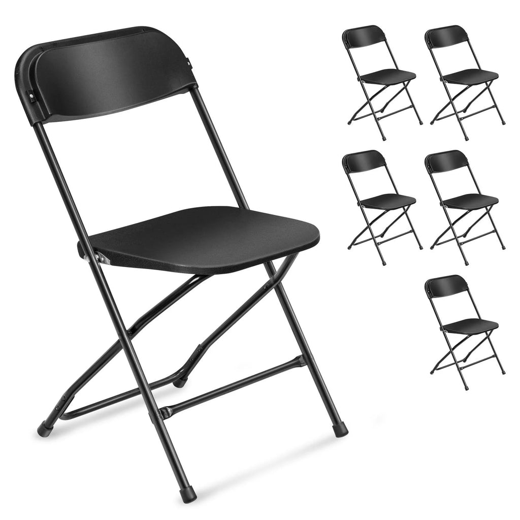 10 Pack Black Plastic Folding Chairs E364558