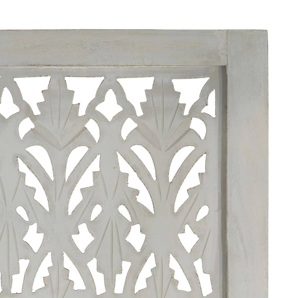 Hand Carved 3-Panel Gray Solid Mango Wood Room Divider N910920