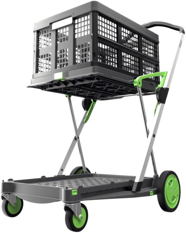 Collapsible Folding Trolley Cart with Storage Crate B2023