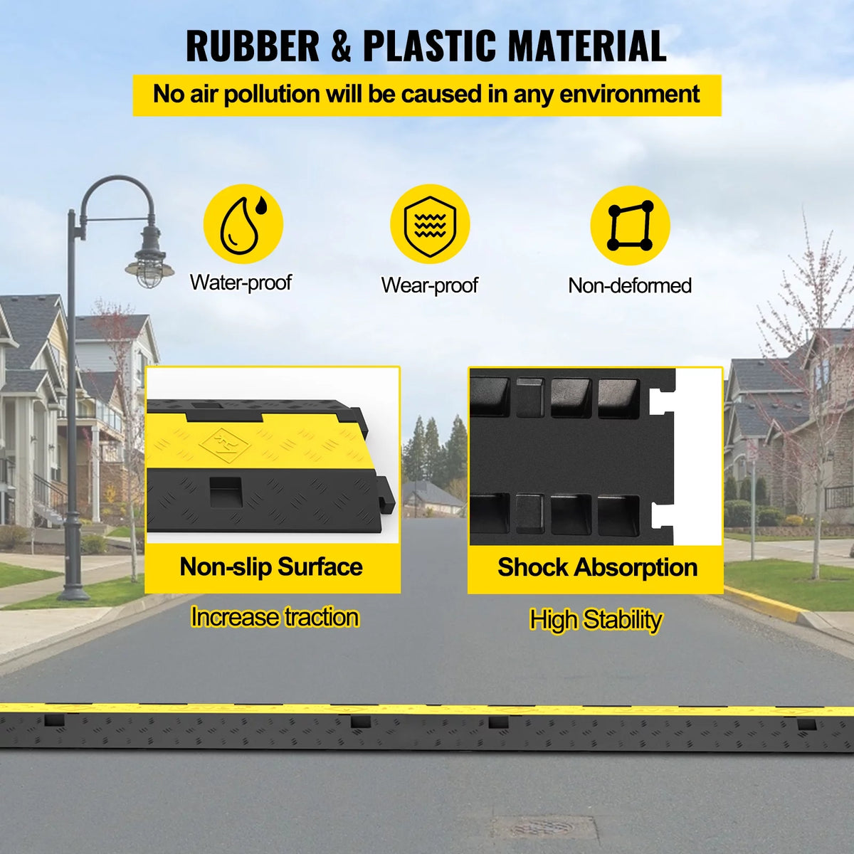 4PCS 2-Cable Rubber Speed Bump Cable Protector Ramp L160