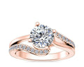 0.70 Carat Round Cut Real Diamond Solitaire Ring with Accents Solid 14K Rose Gold Size 11 T854