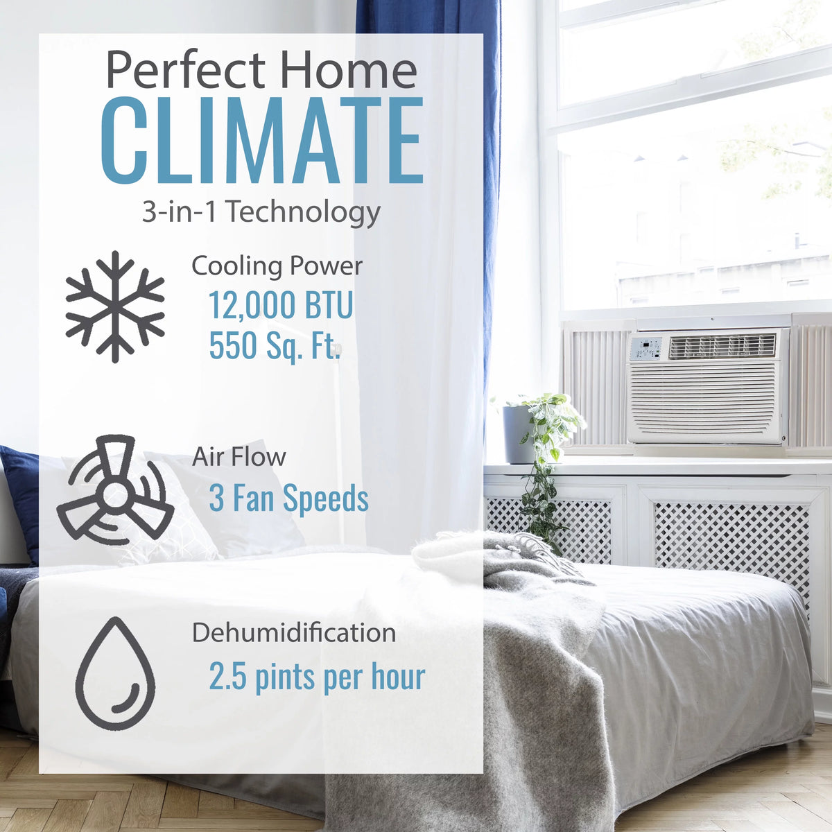 12,000 BTU 230-V Window Air Conditioner with Heater, White S40520