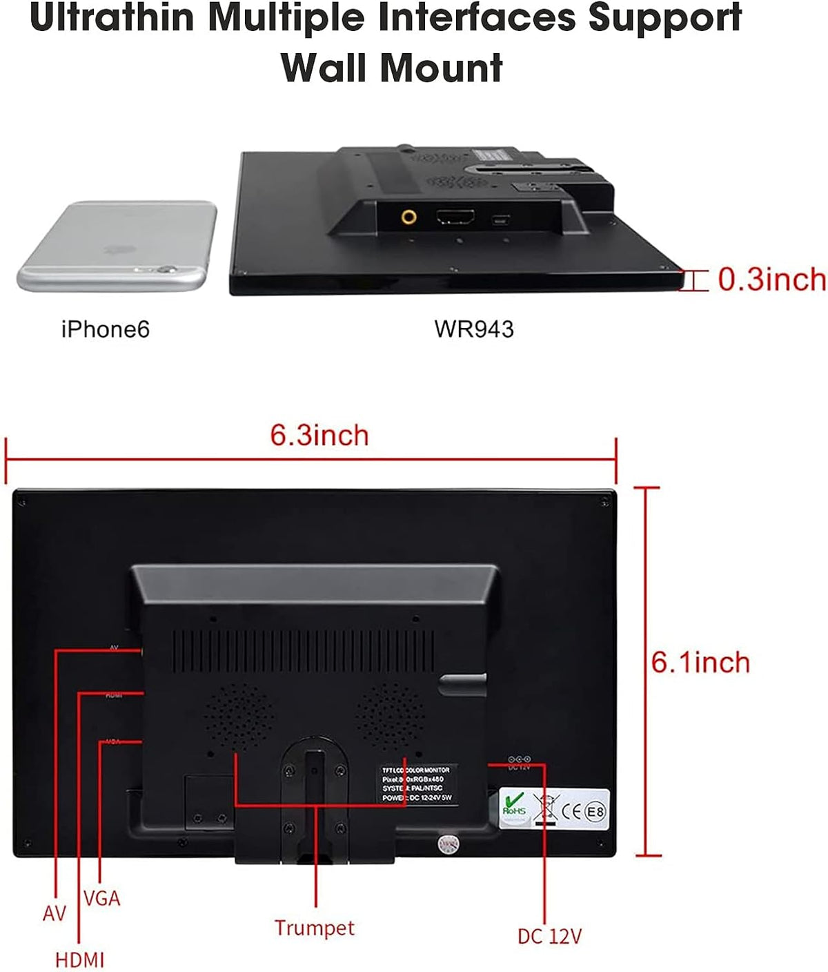 10.1 Inch LED Security Monitor with Remote Control Pack of 2 F9116