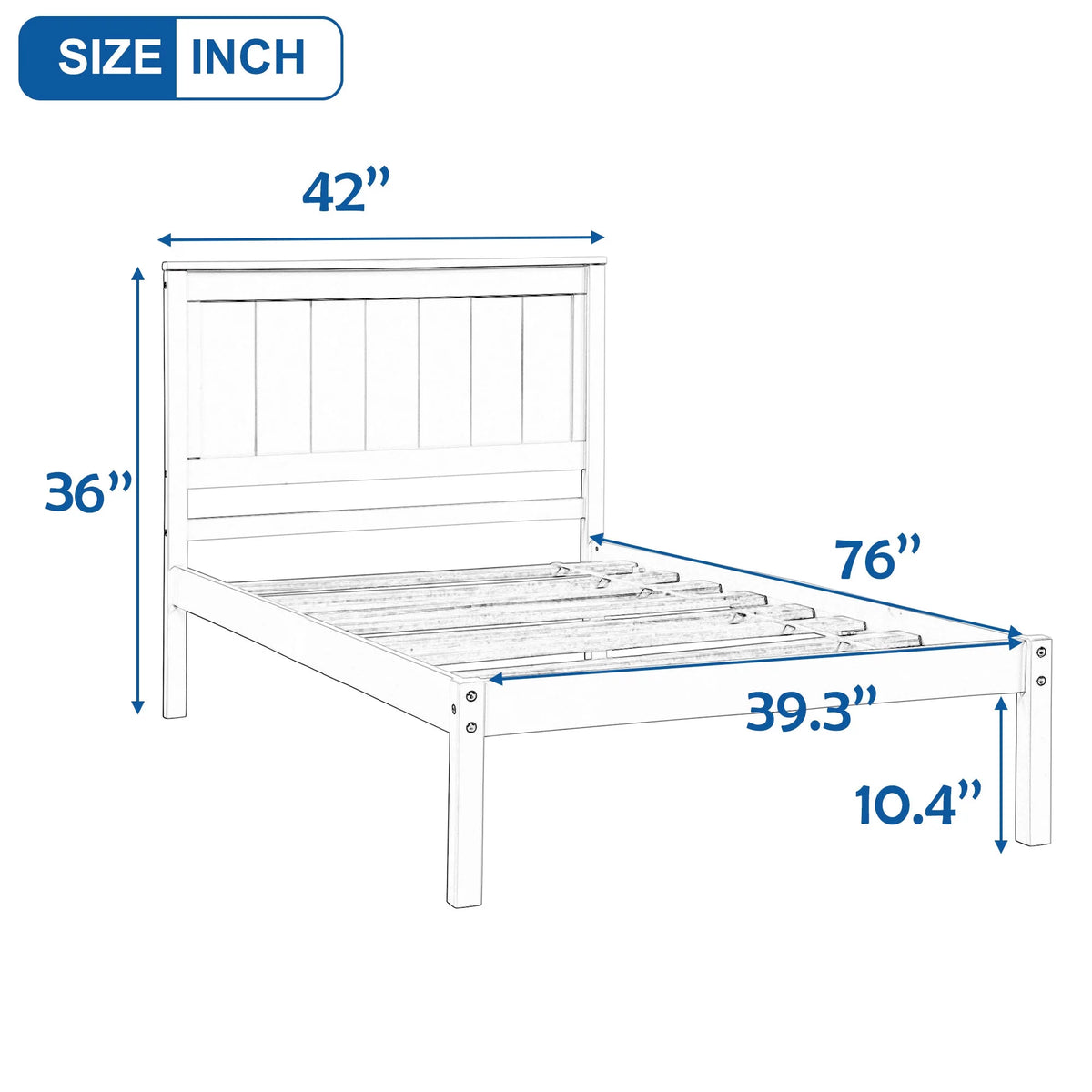 White Twin Bed Frame P8045