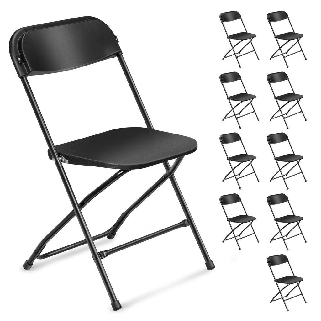 10 Pack Black Plastic Folding Chairs E364558
