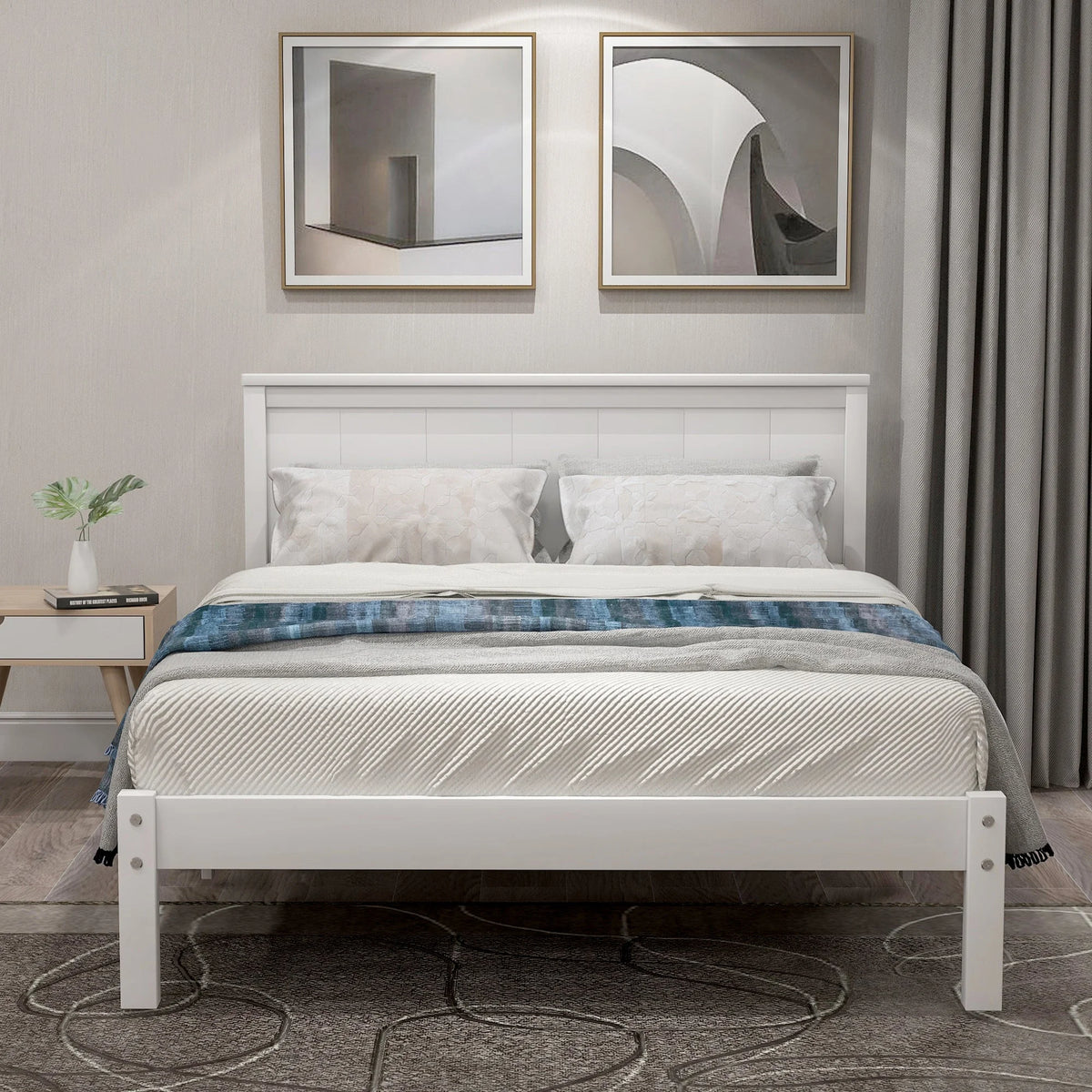 White Twin Bed Frame P8045