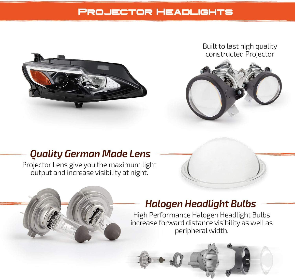 Chrome Projector Headlights Driver Left Side Replacement Z84455