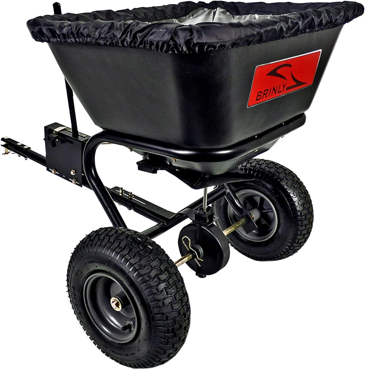 125 lb. Tow Behind Broadcast Spreader with Weatherproof Cover and Universal Hitch F6194
