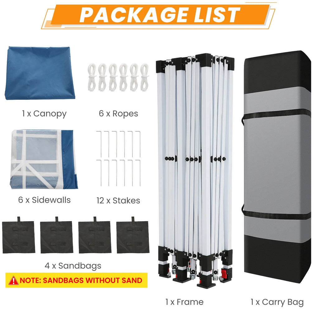 10'x20' Waterproof Commercial Pop up Canopy Tent with 4 Sandbags Q665