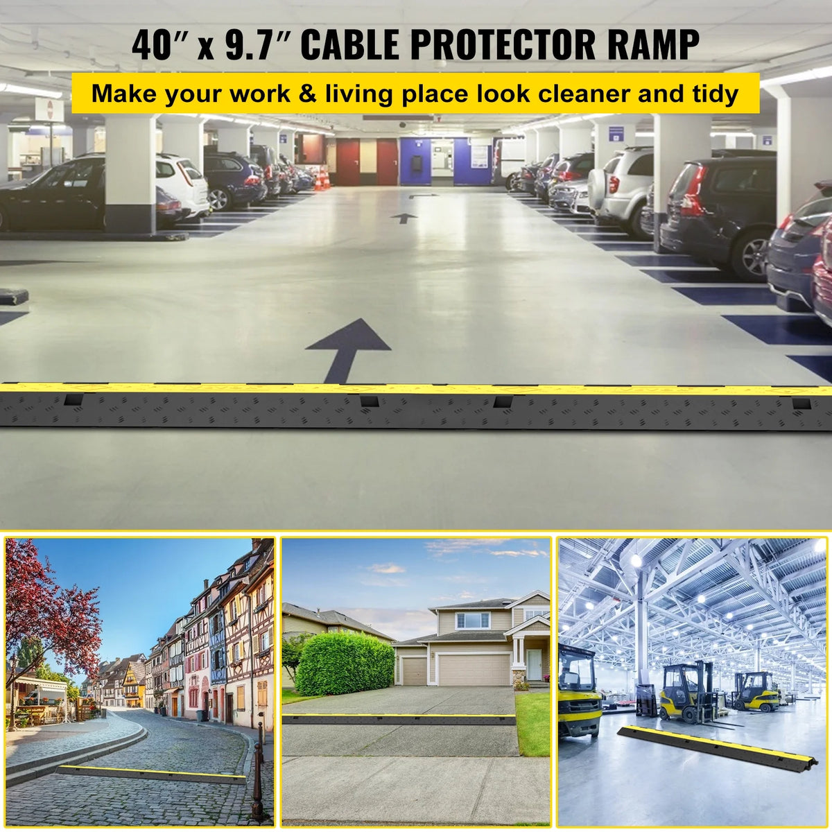 4PCS 2-Cable Rubber Speed Bump Cable Protector Ramp L160