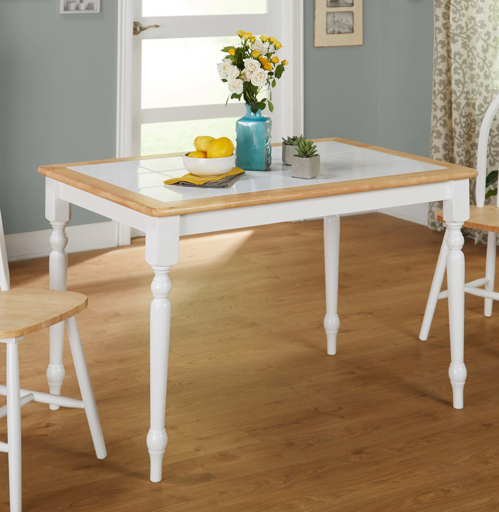 White Natural Tile Top Table P475