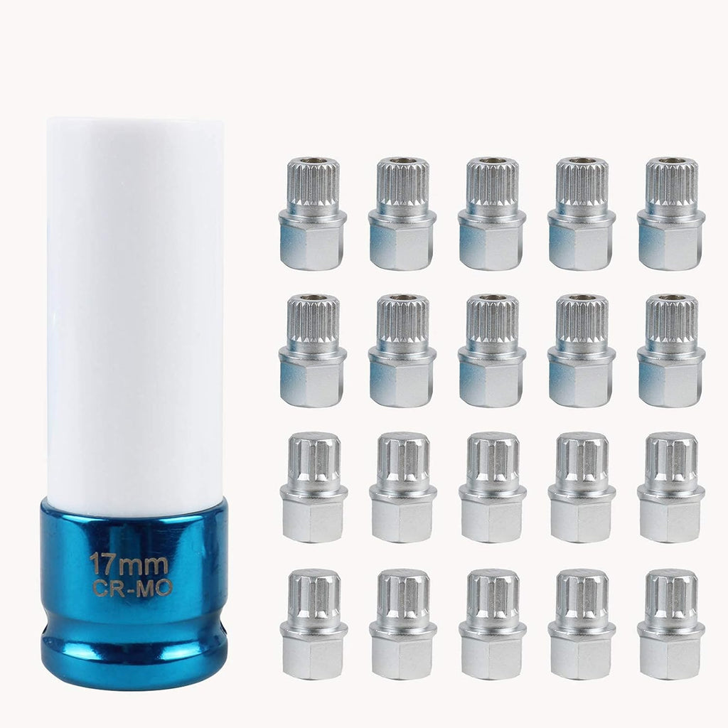 21pcs Wheel Lock Lug Nut Removal Kit with 1/2 inch Socket Adapter Q59187