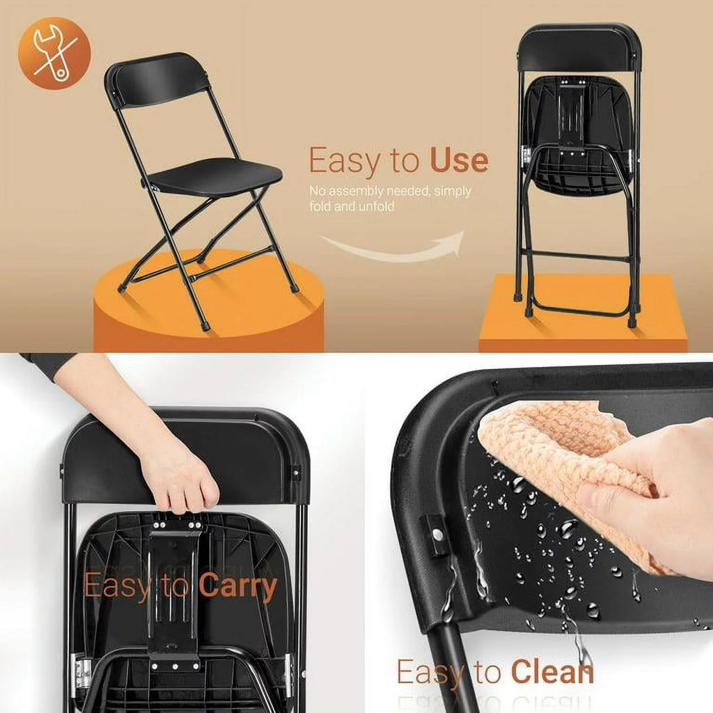 10 Pack Black Plastic Folding Chairs E364558