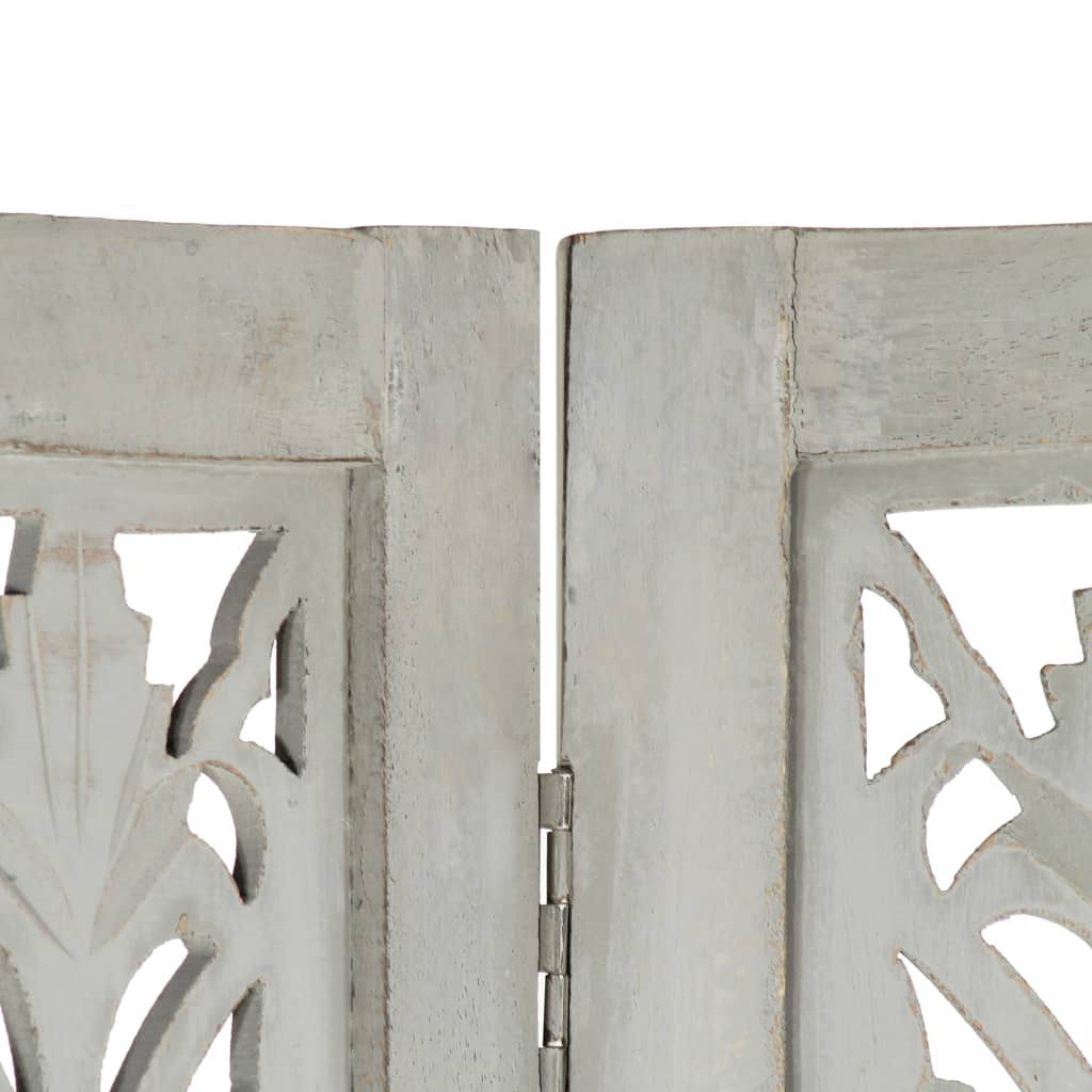 Hand Carved 3-Panel Gray Solid Mango Wood Room Divider N910920