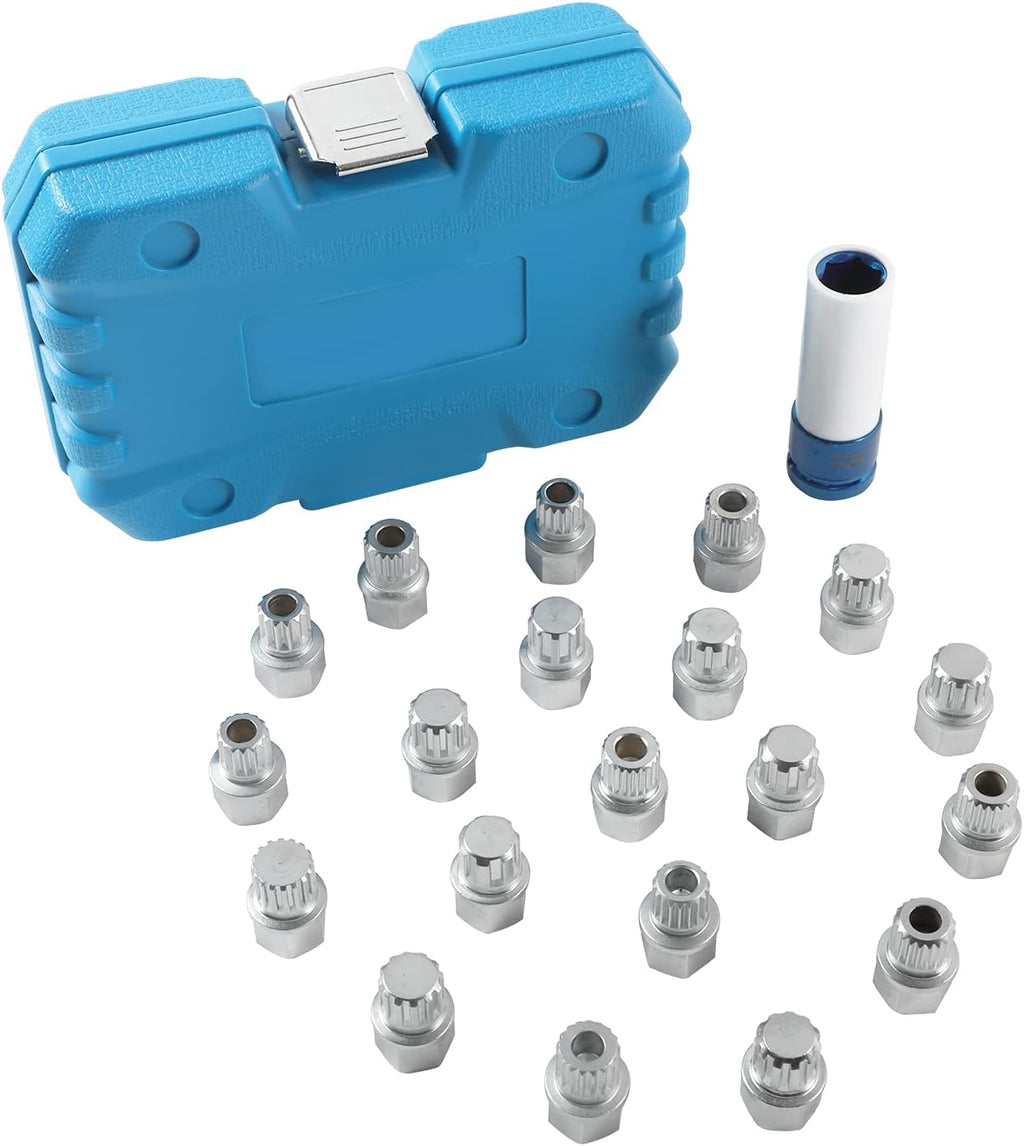 21pcs Wheel Lock Lug Nut Removal Kit with 1/2 inch Socket Adapter Q59187