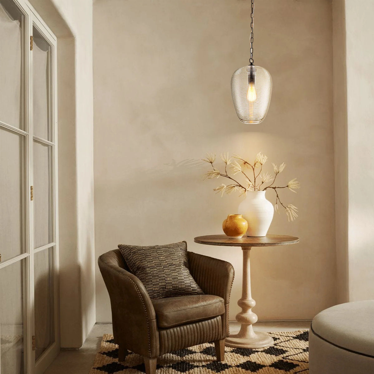 1-Light Dimmable Glass Farmhouse Pendant Z554