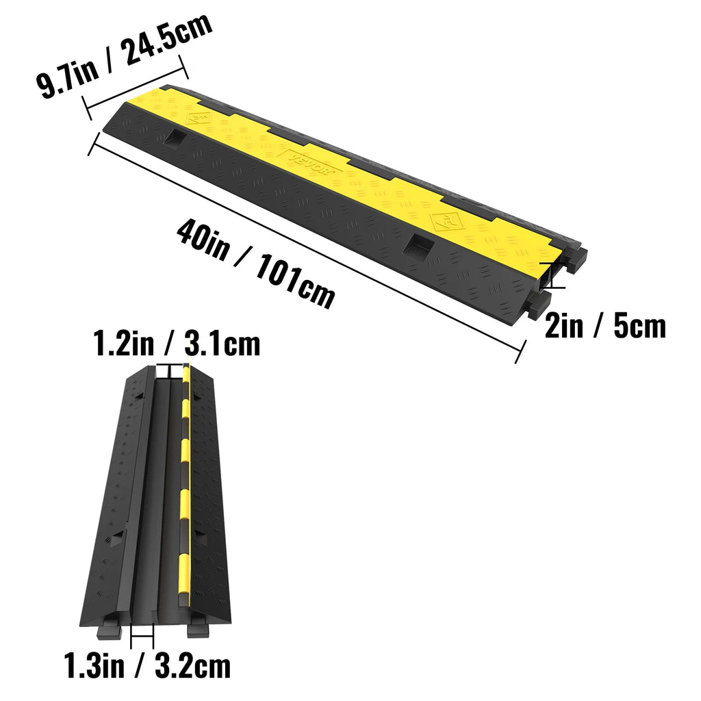 4PCS 2-Cable Rubber Speed Bump Cable Protector Ramp L160