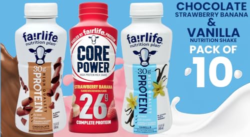 10 Pack Chocolate Vanilla Strawberry Protein Shake K283