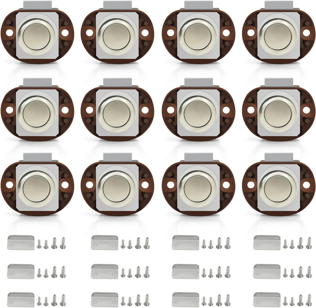 Push Button Cabinet Latches 12 PCS ABS Chrome Round Plastic Lock B9833