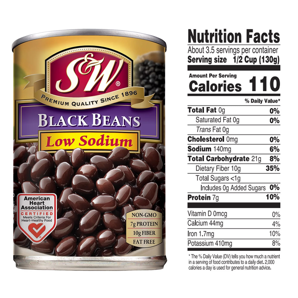 12 Pack Low Sodium Canned Black Beans, 15 Ounce Can J4149
