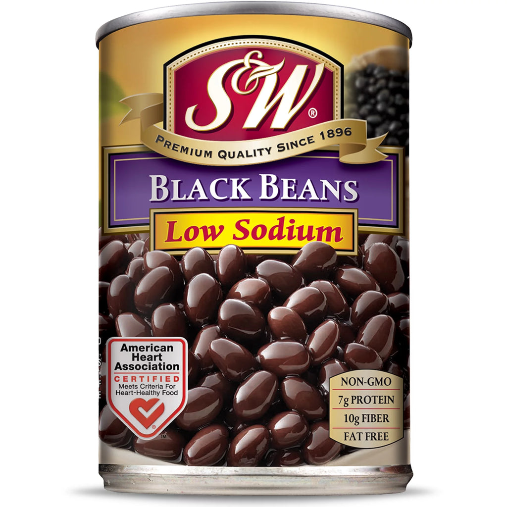 12 Pack Low Sodium Canned Black Beans, 15 Ounce Can J4149