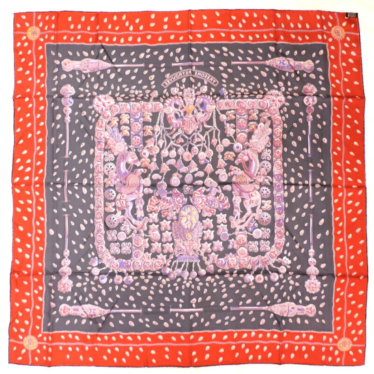 100% Silk Gray Purple Orange Scarf N19680