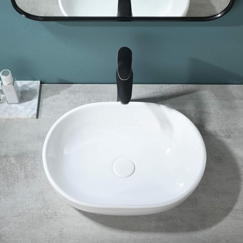Modern Oval White Porcelain Ceramic Bathroom Vessel Sink E282165
