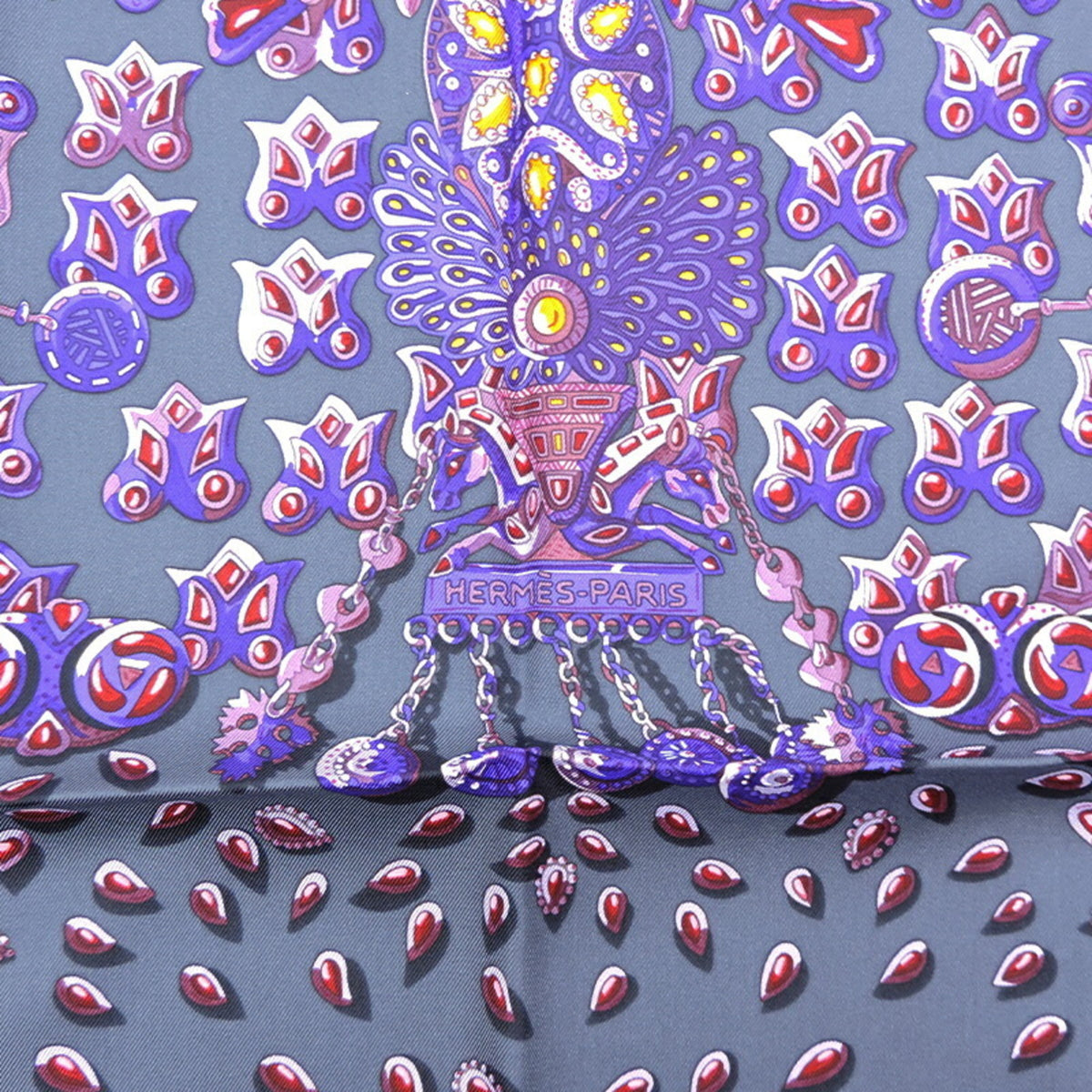 100% Silk Gray Purple Orange Scarf N19680