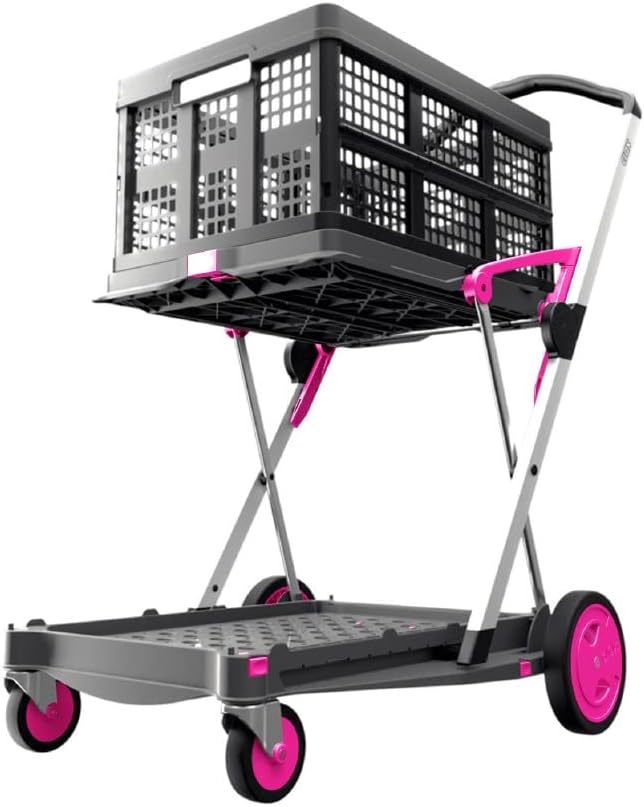 Collapsible Folding Trolley Cart with Storage Crate B2023